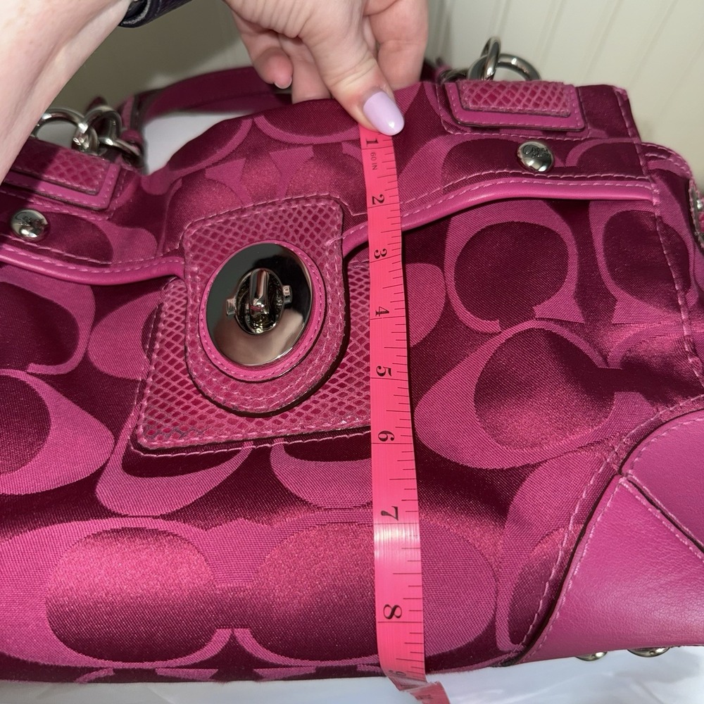 COACH Peyton Tote Bag Purse Signature Hot Pink Y2K Snakeskin Embossed Leather - Picture 13 of 16